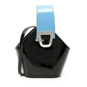 Danse Lente Black and Blue Patent Mini  Johnny Bucket Bag